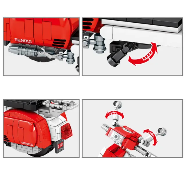 Technical moc building block assemble model classic Pedal motorcycle vespa motorcycle bricks toys collection for kids gifts 3