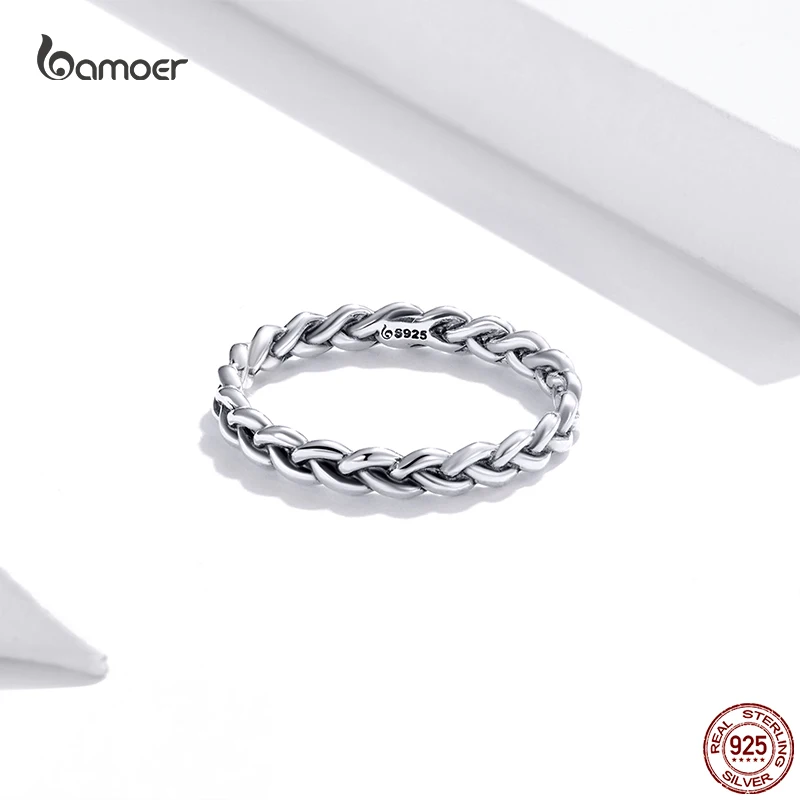 925 Sterling Silver Simple Braided Ring For Women Classic Elegant Stackable Ring Wedding Jewelry Accessories silver rings silver ring wedding rings