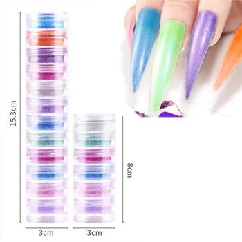 

6/12 Mixed Color Nail Art Acrylic 3D highlight Glitter loose powder Sequins Powder Set DIY Nail Art