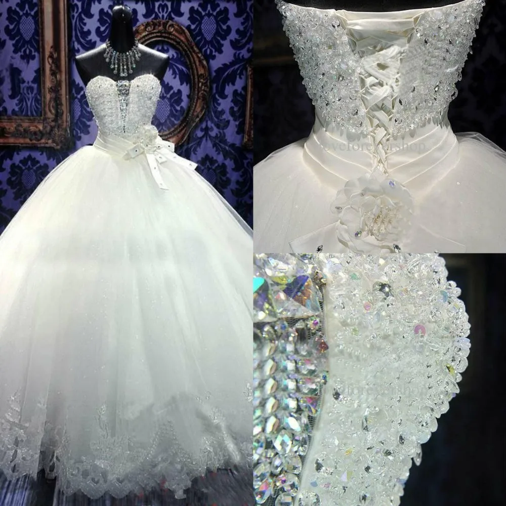 Cheap 2015 Zuhair Murad New Wedding Dress Bridal Gown With Ball Gown SWAROVSKI Luxury Crystals Sweep Train Beaded White Ivory Lace UP Plus (5)