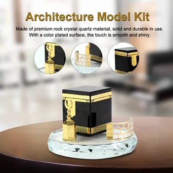 

Three Piece Bedroom 3D Mosque Car Interior Crystal Gilded Kaaba Engraving Living Room Architecture Model Kit Home Decor Office