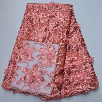 

New Design High Quality Nigerian Embroidery Sequins Lace Fabrics African Tulle Lace Fabric Fashion French Lace Fabric With Beads