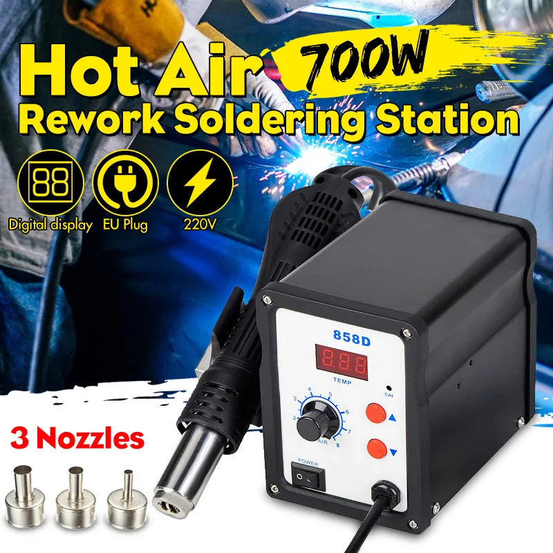 

858D 750W Digital Display Electric Soldering Station+diy Hot Air Guns Better Smd Rework Welding Iron Desoldering Station