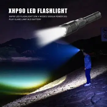 

XHP90 LED Torch 4 Mode Power Display Flashlight Glare Lamp for Outdoor Adventure First LCD Design Display Battery Brightness