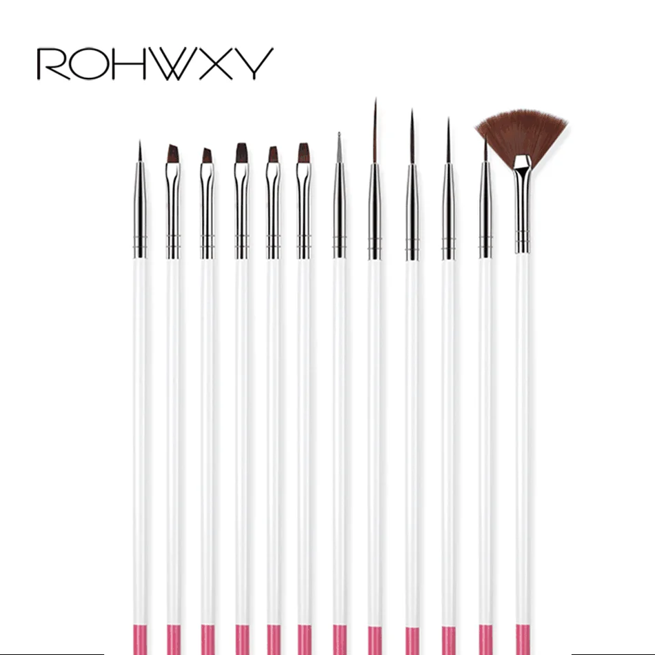 ROHWXY 12 шт. акриловая кисть для дизайна ногтей резьбы по цветку гелевая ручка