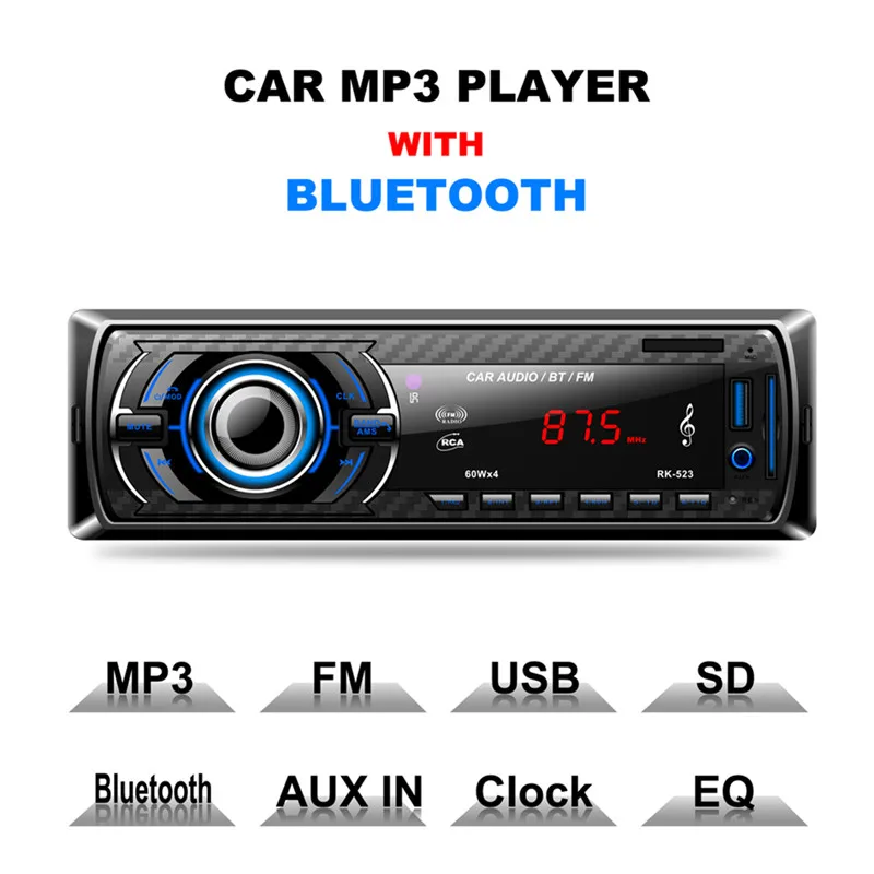 Автомобильный стерео аудио мини 1 Din MP3 плеер Handsfree Bluetooth динамик кард-ридер USB