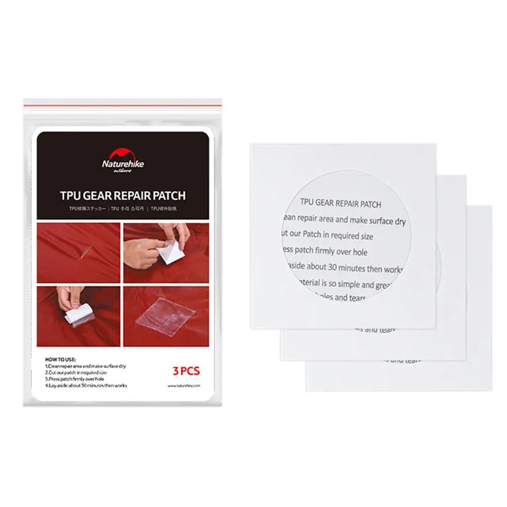 3 шт. водостойкая прозрачная нашивка лента из ТПУ для ремонта палатки и куртки