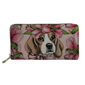 

Leather Wallet Women Beagles Pet Dog 3D Print 2019 Brand Fashion Long Purse Card Holders For Lady Carteira Feminina Portefeuille