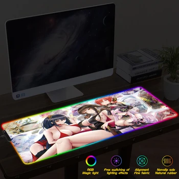 

Japanese Anime Gaming RGB Large Gamer Mousepad USB LED Lighting Backlit Computer Mat Rubber Keyboard Desk Pad FFFAS XL mat