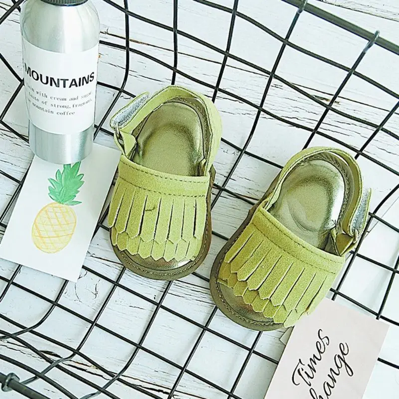 Toddler Velcro Soft Bottom Shoes Baby Girls Boys Fringed Candy Color Princess Non-slip Shoe