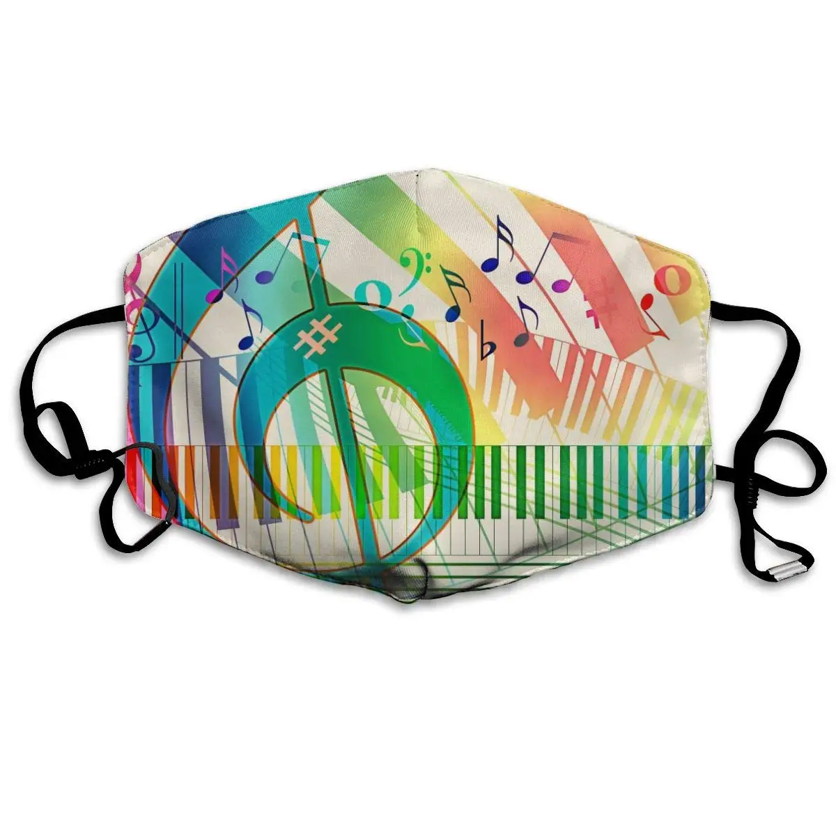 

Colorful Music Piano Treble Clef Washable Reusable Mask, Cotton Anti Dust Half Face Mouth Mask For Kids Teens Men Women With