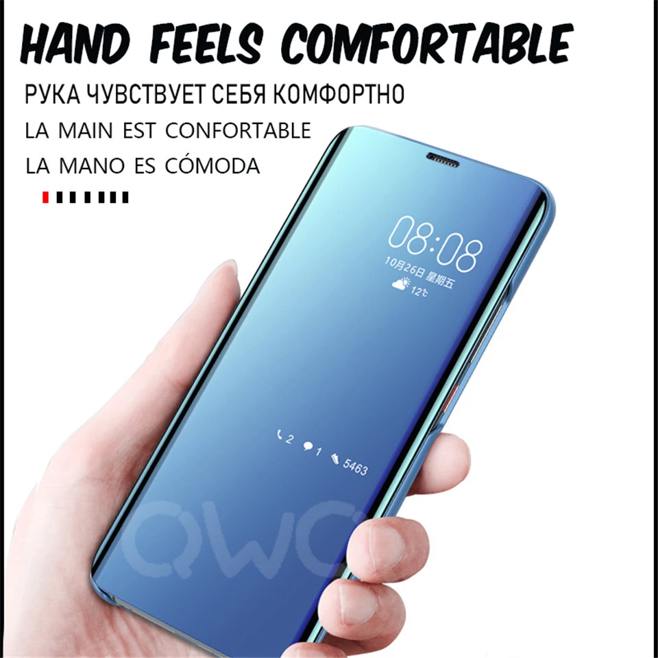 Clear View Flip Cover чехол для телефона для samsung Galaxy A50 A70 S8 S9 S10 Plus Note 8 9 10 Pro S10E A40 роскошный зеркальный протектор чехол