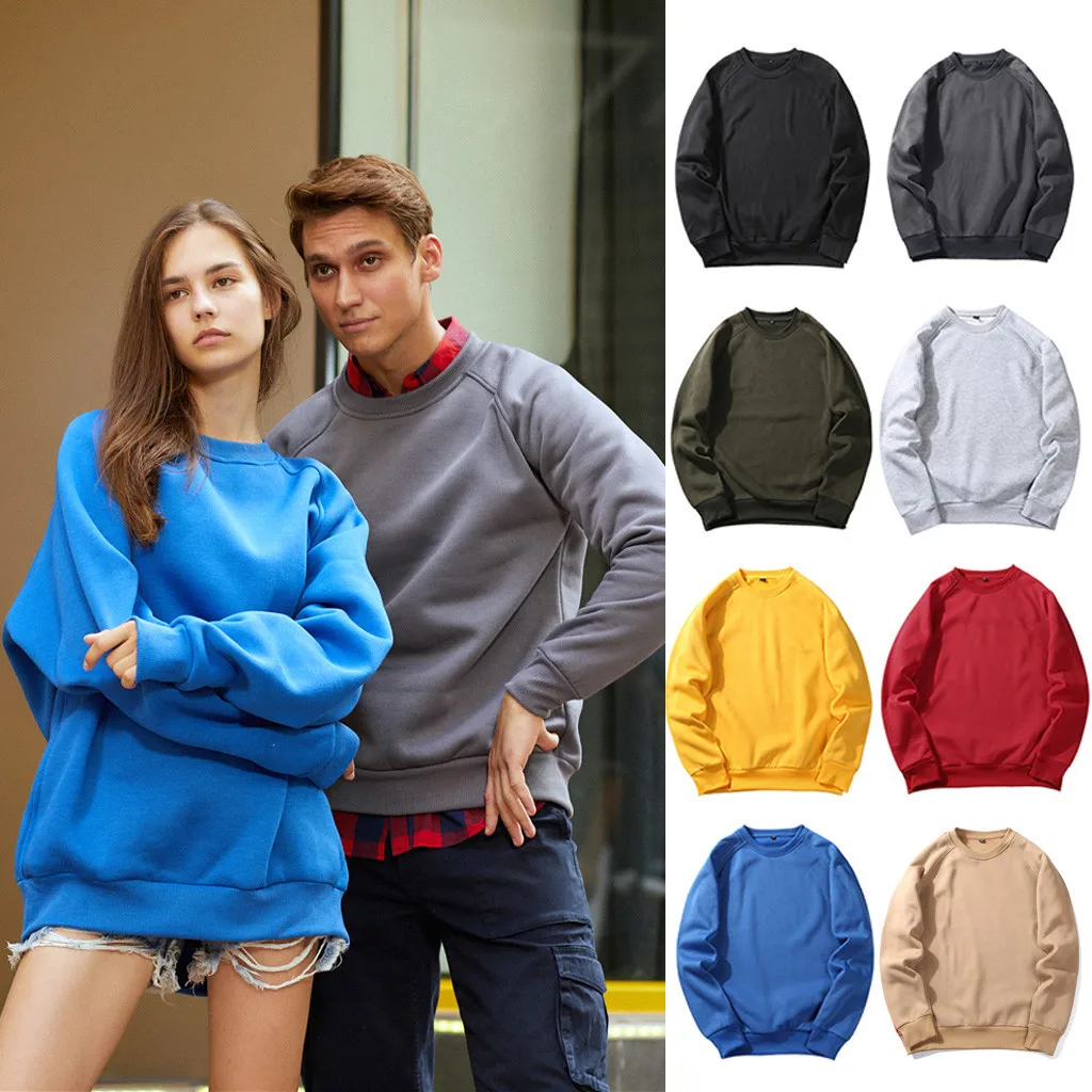 

Autumn And Winter Couple Sweatshirt Trend Casual Solid Color Pullover Sweatshirt O Neck Long Sleeve Tops Hoodies Oversized 2019