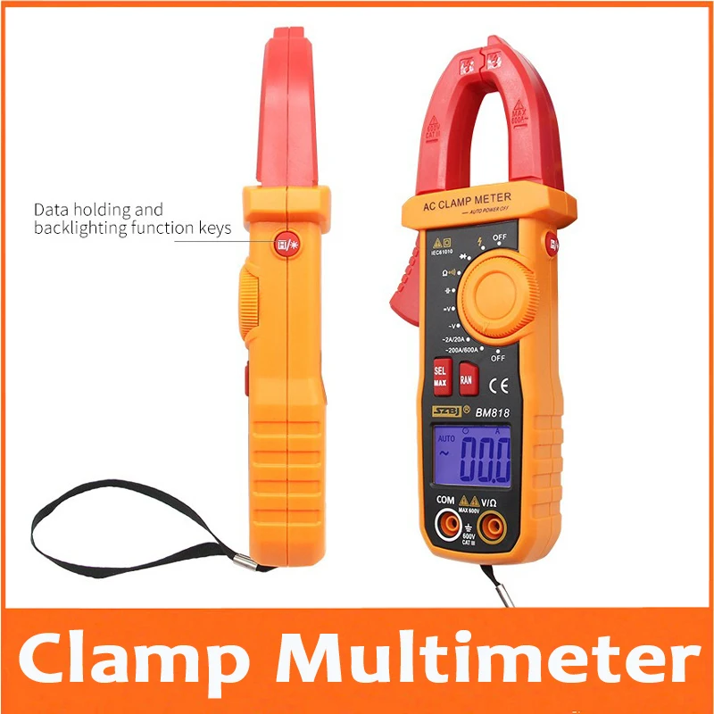 

Digital Clamp Meter Ammeter ACV/DCV ACA Auto Range Measurement of large capacitance NCV BM818 Digital Clamp Meter