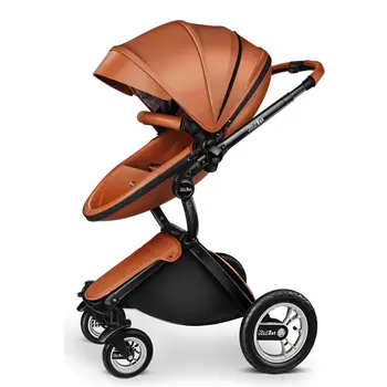 

Stroller Leather Two-way High Landscape Shock Proof Stroller Can Sit on A Lying Cart Stroller High End Frame Design