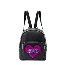 Стиль PU сумка рюкзак с одной лямкой розовый блесток Сердце Форма женская сумка черный и белый с узором многоцелевой леди сумка