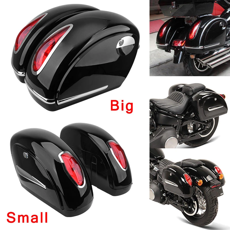 Motorrad Universal Kleine/Große Seite Gepäck Fall LED Satteltaschen Box  W/Licht Für Harley Für Honda Für Yamaha für Kawasaki