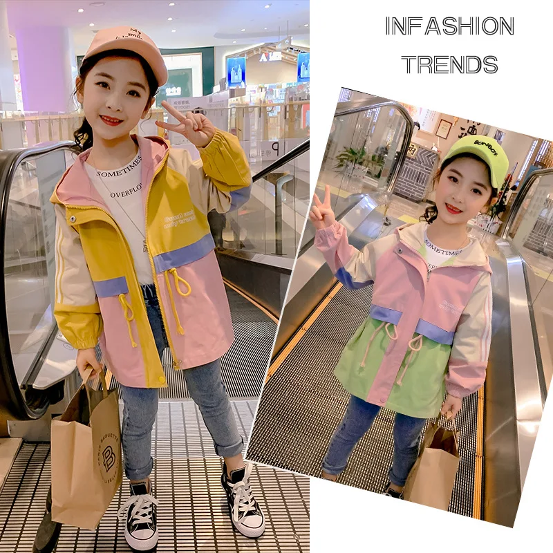 

Girls Western Style Coat 2020 New Style Korean-style Spring Clothing Big Boy Fashion Early Spring Trench Coat 12-Year-Old Girl T