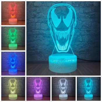 

Marvel The Avengers Venom 3D Table Lamp 7 Colors Changing Night Light Bedroom Living Room Decorative Teen Birthday Gift Kids Toy