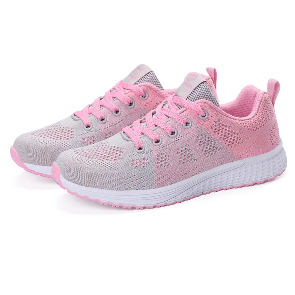KANCOLLE Ladies Fashion Casual Simple Leisure Mesh Breathable Lace-Up Sneakers Walking Comfortable Outdoor Running Shoe 104#4