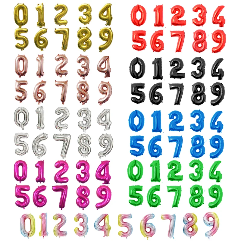 

16/32inch Number Foil Balloon Rose Gold Silver Discolor Digital Globos Birthday Party Decoration Baby Shower Supplies Globos