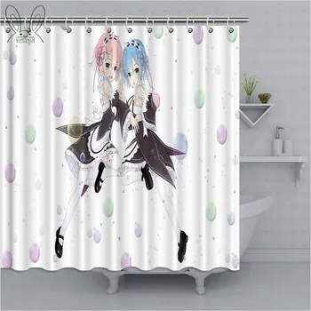 

RE ZERO Starting Life In Another World Bathroom Curtain Popular Anime Waterproof Shower Curtain Polyester Fabric Bath Sets