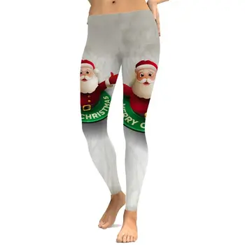 

New Santa Claus Pattern Pants Christmas Women Fitness Sport Run Leggings AXYD