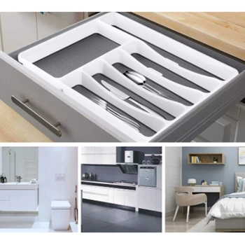 

6 Compartments Cutlery Tray Kitchen Drawer Organizer Spoon Knife Fork Separation Storage Box Kitchen Tableware Tray Home Supply