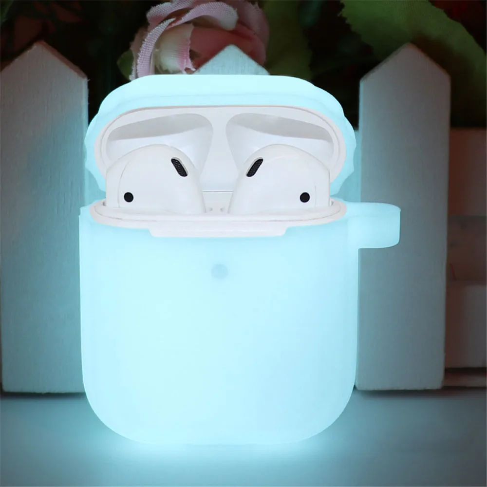 1 шт., Новое поступление, светящийся силиконовый чехол для Air Pods, защитный чехол для наушников, чехол для Airpods, рукав, ударопрочный, защита от потери