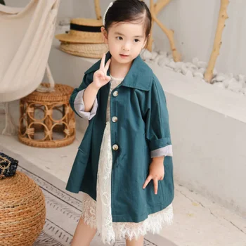 

Mihkalev Long-length kids jackets for girls autumn jackets and coats 8Y 9Y 10Y children windbreak girl outer garment