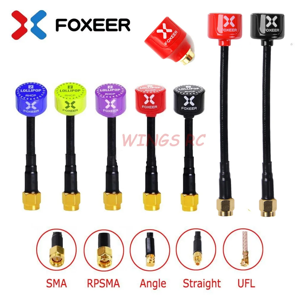 Foxeer антенна Lollipop 3 V3 FPV 5 8G 2.6Dbi короткая RHCP SMA RPSMA UFL прямой/угол MMCX 10 см для