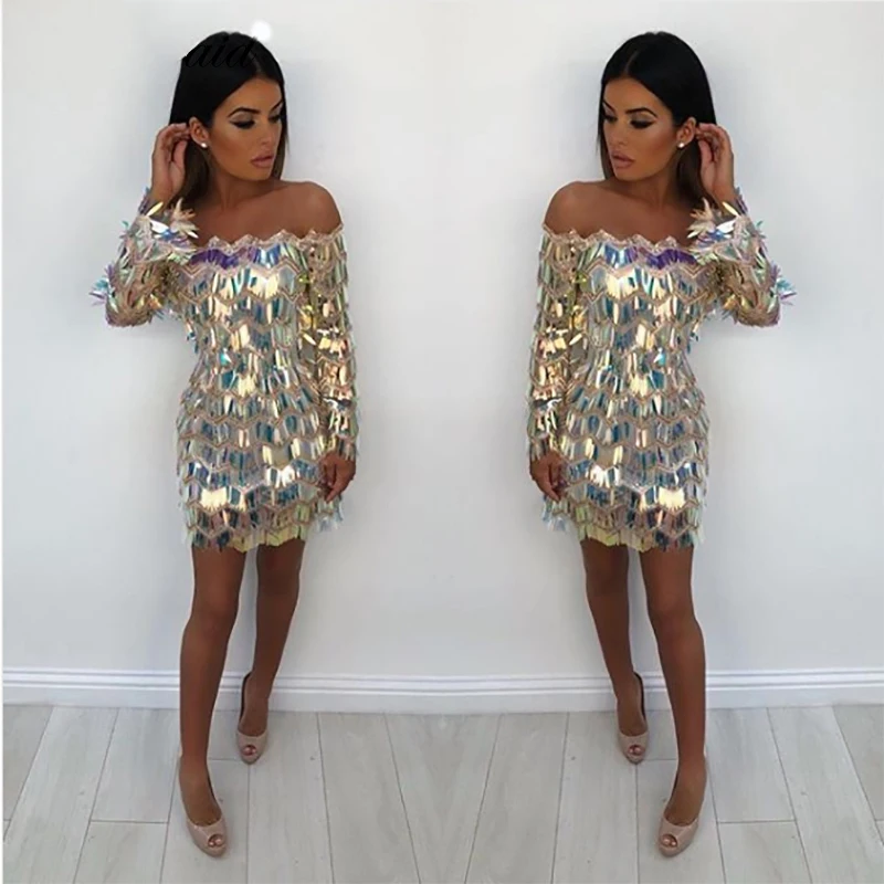 Slaygirl платье для вечеринки с открытыми плечами и блестками, женское сексуальное мини-платье с открытой спиной, летнее платье, элегантное платье с вырезом лодочкой, Vestidos Bodycon
