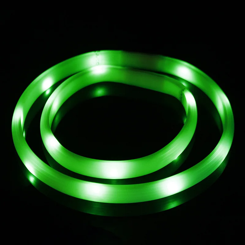 Dogs Collar Portable USB LED Warn Rechargeable Dog Collar for Night Walking Adjustable Silicone Collar Cut to Re-size