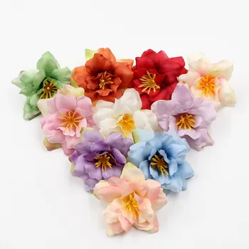 5cm 10pcs Orchids Silk Artificial Flower Wedding Party Home Decor DIY Wreath Scrapbook Gift Box Craft Fake Flower