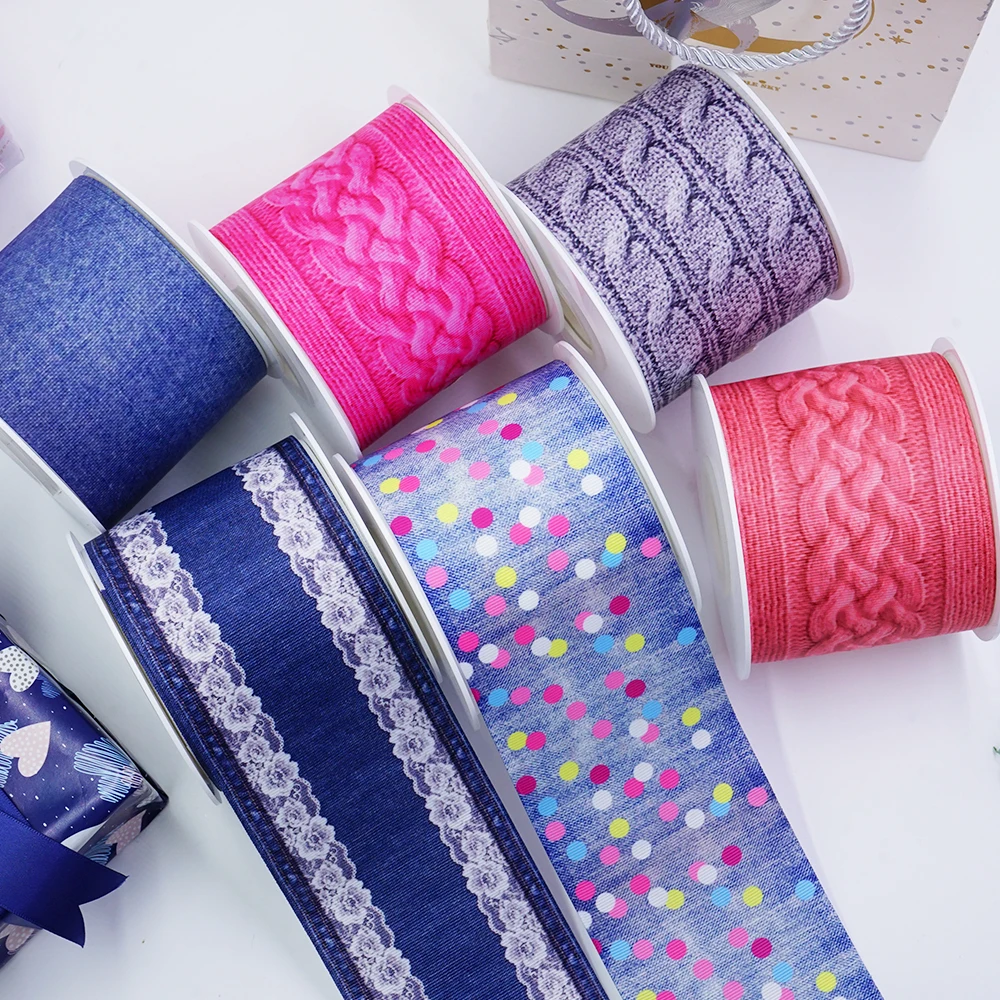 Free shipping 50 yard 3 inch liston grosgrain 75mm printed ribbon cinta decorativa navidad | Дом и сад