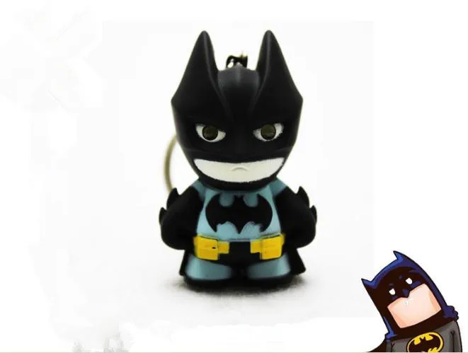 

Cartoon Animal Sound Pendant LED Superhero Batman Design KeyChain KeyRing Car Trinket Flashlight Key Chains Figure Keyrings Gift