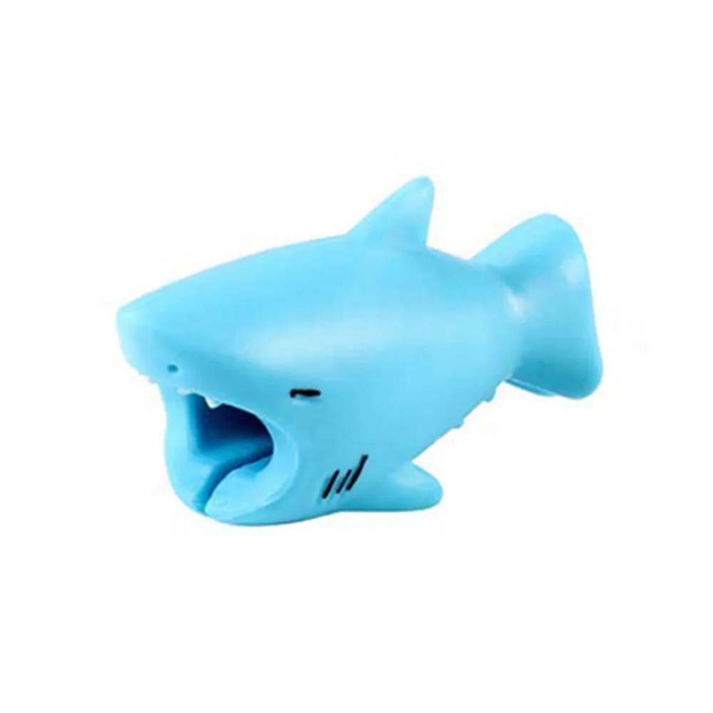 Cute Animal Bite Cable Protector Data Cable Protection Sleeve Cable Winder For iPhone Panda Bites Doll Model Holder Cable Winder - Color: Blue Shark