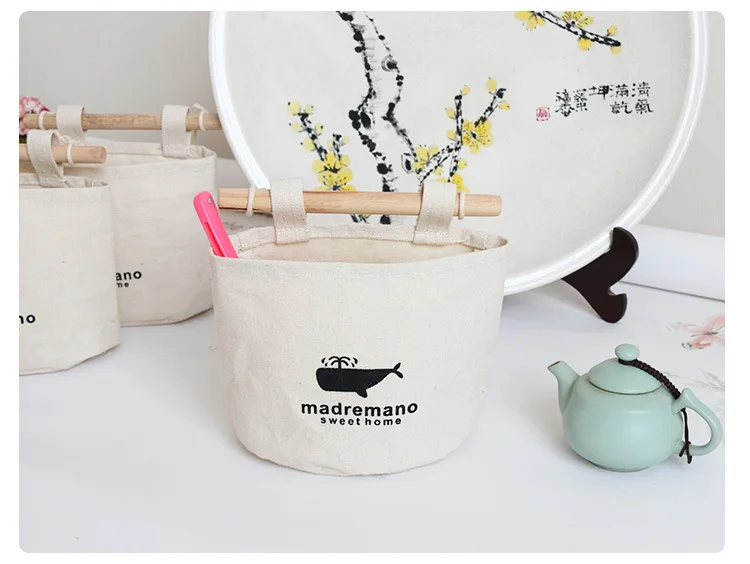 Thick Canvas Single Pocket Hanging Bag Home Storage Supplies Fabric Hanging Storage Bag Cotton Linen Storage Hanging Bag Manufac