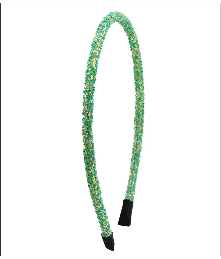 Green headband Meimile Блестки для волос аксессуары для детей повязка на голову с блестками для девочек Тонкая Повязка на голову для женщин яркие цвета - Цвет: Green headband