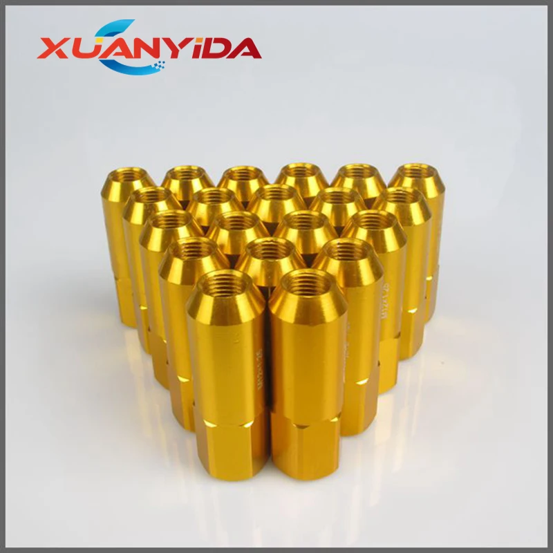Гайки колесные M12X1.25 Колесные гайки 1,25 Blox Racing кованые 6061C алюминиевые колесные гайки L: 60 мм 20 шт Колесные гайки гоночные - Цвет: Golden