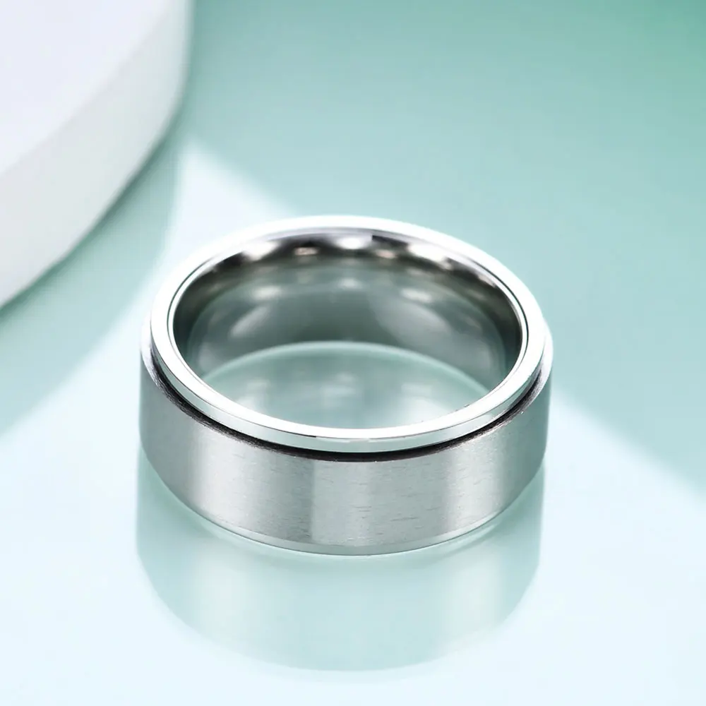 8mm Spinner Ring für Männer Stress Release Bague Acier Inoxydable Edelstahl Ehering Casual Sport Schmuck Anel Masculino – Detail 8