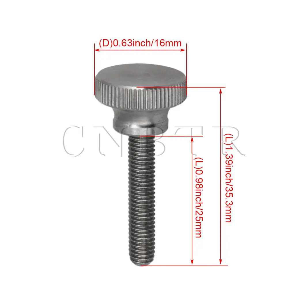 CNBTR 4x M5 25mm Thread 304 Stainless Steel Knurled Screws Furniture Bolts CNBTR 4x M5 25mm Thread 304 Stainless Steel Knurled Screws Furniture Bolts