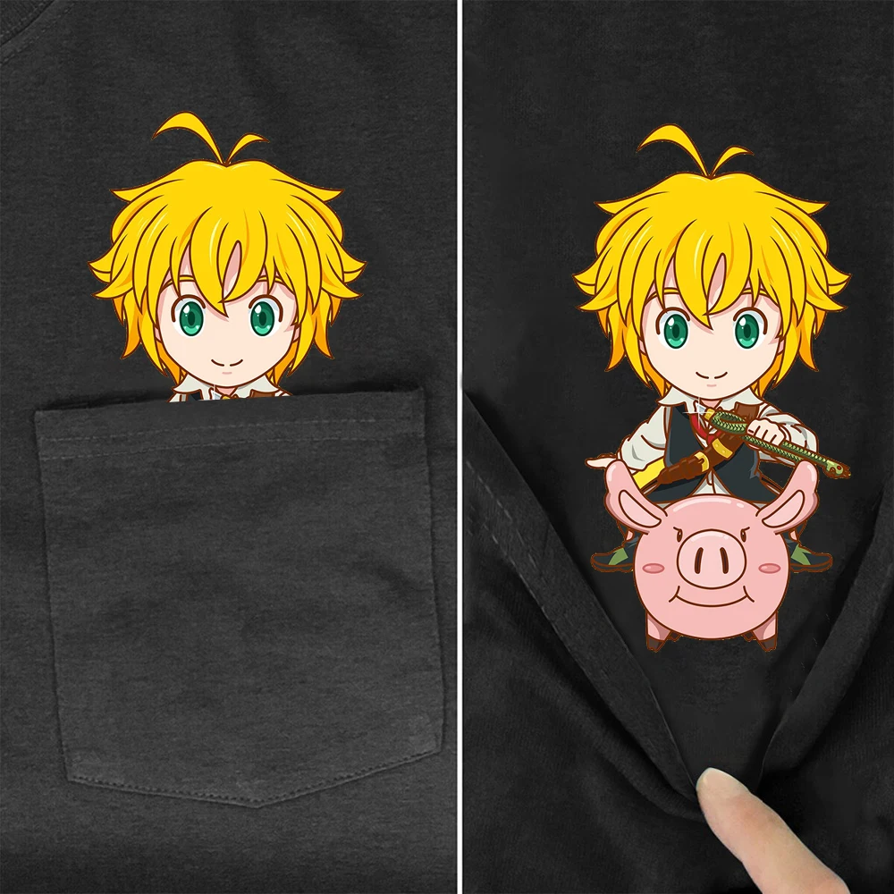 

Мужская хлопковая футболка CLOOCL, забавная футболка с нагрудным карманом и мультяшным принтом семи смертных грехов