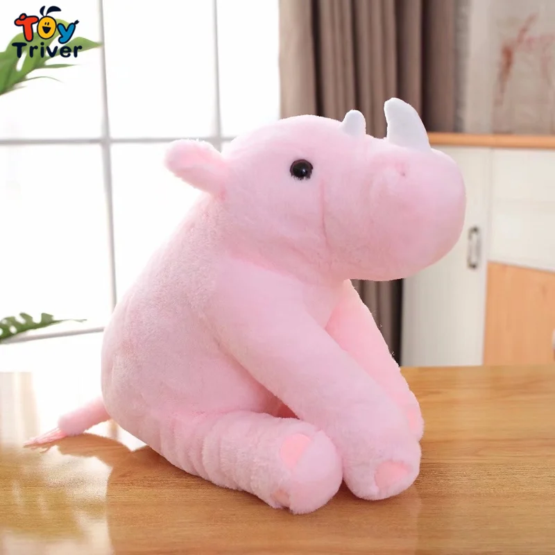 Kawaii Rhino Plush Toy Triver Stuffed Wild Animals Doll Baby Kids Children Boy Girl Toys Birthday 3