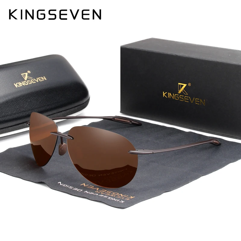KINGSEVEN, дизайнерские мужские классические солнцезащитные очки пилота, поляризационные солнцезащитные очки для мужчин, зеркальные линзы для вождения, защита от уф400 лучей, Oculos N7027