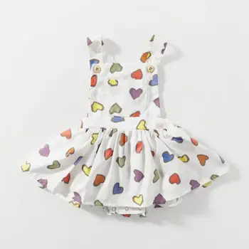 

2020 Summer Fashion Girl Baby Clothing Newborn Infant Dresses Color Heart Print Jumpsuit Dress Cotton Summer Baby Jumpsuit