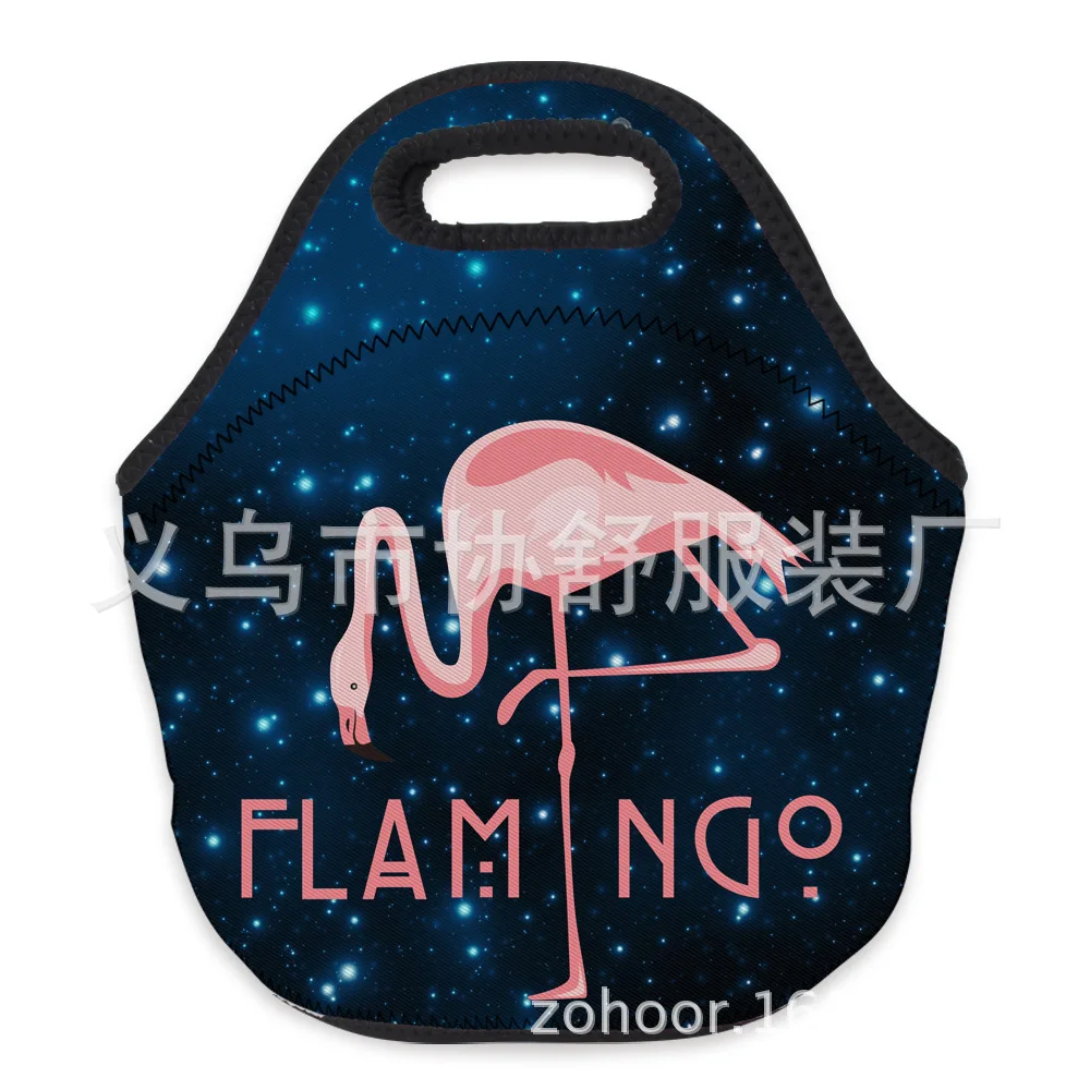 Перекрестная граница 3D высокой четкости цифровая печать неопреновый мешок для завтрака звезда Фламинго ланч бокс мешок