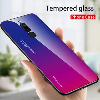 

50pcs/lot For Xiaomi Redmi 8A Hard Tempered Glass Fashion Gradient Back Soft Side Case For Xiaomi Mi CC9 Pro Mi Note 10