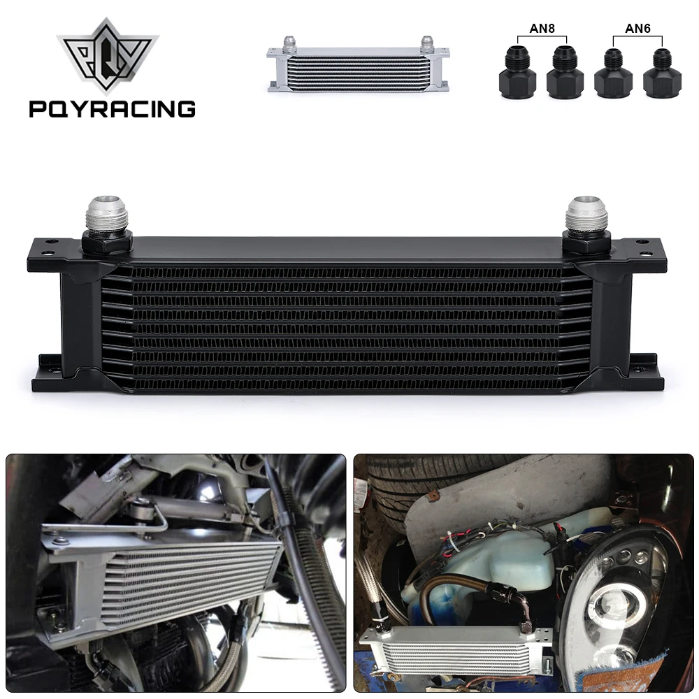 Oil Cooler Kit PQY-Aluminum Universal Oil Cooler Engine transmission AN10 Oil Cooler KIT 10 rows PQY7010