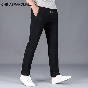 

Thin Section Sports Trousers Men Loose Leisure Straight Tube Pants Fat Man Slim Plus Hypertrophy Size Elastic Force Trousers